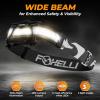 Foxelli Wide Beam Headlamp – USB Rechargeable LED Head lamp Flashlight, Ultra Bright 210° Illumination, Low Profile, 14 LEDs, Waterproof, Lightweight & Comfortable Headlight