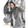 Foxelli Women’s Waterproof Hiking Jacket – Warm Fleece-Lined Windproof Coat, Hooded Rain Jacket(Grey)