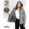 Foxelli Women’s Waterproof Hiking Jacket – Warm Fleece-Lined Windproof Coat, Hooded Rain Jacket(Grey)