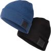 Foxelli Bluetooth Beanie Bundle – Blue & Black Wireless Beanie Hats with Headphones for Men & Women