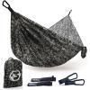 Foxelli Camping Hammock – Ultralight Hammock for Backpacking, Hiking, Festivals, Travel – Easy Setup with Tree-Friendly Ropes & Steel Carabiners, Heavy Duty Parachute Nylon(Tribal Grey)