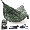 Foxelli Camping Hammock – Ultralight Hammock for Backpacking, Hiking, Festivals, Travel – Easy Setup with Tree-Friendly Ropes & Steel Carabiners, Heavy Duty Parachute Nylon(Adventures Green)