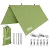 Foxelli Camping Tarp – 12x10ft Waterproof Rain Tarp, Lightweight Backpacking Rainfly Shelter with Included Extra Long Guy Lines & Stakes(Green)