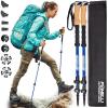 Foxelli Carbon Fiber Trekking Poles – Lightweight Collapsible Hiking Poles with Cork Grips, Lever Locks & All Terrain Accessories(Blue)