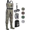 imageFoxelli Chest Waders  Waterproof 2ply NylonPVC Camo Hunting Fishing Waders for Men and Women with BootsCamo