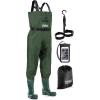 imageFoxelli Chest Waders  Waterproof 2ply NylonPVC Camo Hunting Fishing Waders for Men and Women with BootsGreen
