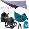 Foxelli Hammock Camping Set – Bundle Includes Camping Hammock, Rain Tarp, XL Tree Straps & Hammock Net