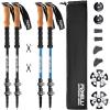 Foxelli Hiking Poles Bundle (2 Pairs) – Black & Blue Collapsible Lightweight Aircraft-Grade Aluminum Trekking Poles with Accessories