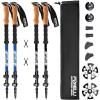Foxelli Hiking Poles Bundle (2 Pairs) – Black & Blue Collapsible Lightweight Carbon Fiber Trekking Poles with Accessories