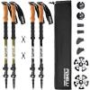 Foxelli Hiking Poles Bundle (2 Pairs) – Black & Khaki Collapsible Lightweight Carbon Fiber Trekking Poles with Accessories