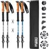 Foxelli Hiking Poles Bundle (2 Pairs) – Grey & Blue Collapsible Lightweight Aircraft-Grade Aluminum Trekking Poles with Accessories