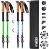 Foxelli Hiking Poles Bundle (2 Pairs) – Neon Green & Blue Collapsible Lightweight Aircraft-Grade Aluminum Trekking Poles with Accessories