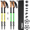 Foxelli Hiking Poles Bundle (2 Pairs) – Yellow & Neon Green Collapsible Lightweight Aircraft-Grade Aluminum Trekking Poles with Accessories