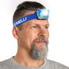 Foxelli LED Headlamp Flashlight for Adults & Kids, Running, Camping, Hiking Head Lamp with White & Red Light, Comfortable Headband, Lightweight & Waterproof, 3 AAA Batteries(Blue)