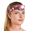Foxelli LED Headlamp Flashlight for Adults & Kids, Running, Camping, Hiking Head Lamp with White & Red Light, Comfortable Headband, Lightweight & Waterproof, 3 AAA Batteries(Neon Pink)