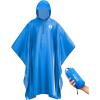 Foxelli Rain Poncho for Adults – Extra Long Reusable Waterproof Raincoat with Hood, Lightweight for Hiking, Camping, Outdoors(Blue)
