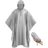 Foxelli Rain Poncho for Adults – Extra Long Reusable Waterproof Raincoat with Hood, Lightweight for Hiking, Camping, Outdoors(Grey)