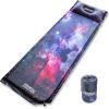 Foxelli Self Inflating Sleeping Pad for Camping, Backpacking, Hiking, Insulated Foam Lightweight Camping Mat, Inflatable Camp Mattress with Pillow(Universe)