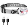 Foxelli USB-C Rechargeable LED Headlamp – Super Bright, Lightweight Head Lamp for Running, Camping, Hiking & Work – Comfortable Fit for Adults & Kids(White)