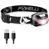 Foxelli USB-C Rechargeable LED Headlamp – Super Bright, Lightweight Head Lamp for Running, Camping, Hiking & Work – Comfortable Fit for Adults & Kids(Black)