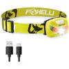 Foxelli USB-C Rechargeable LED Headlamp – Super Bright, Lightweight Head Lamp for Running, Camping, Hiking & Work – Comfortable Fit for Adults & Kids(Neon Yellow)