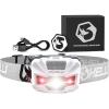 Foxelli USB‑C Rechargeable LED Headlamp – Ultra‑Light 2.4 oz & Bright 180 Lumens – Red/White Light, 5 Modes, IPX5 Waterproof, 40 h Runtime for Trail Running, Camping, Hiking(White)