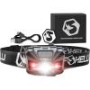 Foxelli USB‑C Rechargeable LED Headlamp – Ultra‑Light 2.4 oz & Bright 180 Lumens – Red/White Light, 5 Modes, IPX5 Waterproof, 40 h Runtime for Trail Running, Camping, Hiking(Black)