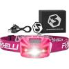 Foxelli USB‑C Rechargeable LED Headlamp – Ultra‑Light 2.4 oz & Bright 180 Lumens – Red/White Light, 5 Modes, IPX5 Waterproof, 40 h Runtime for Trail Running, Camping, Hiking(Neon Pink)