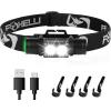 Foxelli Ultra Bright Rechargeable Headlamp – 18650 Battery, IPX7 Waterproof, 1200 Lumen LED Light for Work & Outdoors, with Battery & Hooks – Perfect for Hard Hat or Helmet