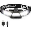 Foxelli Wide Beam Headlamp – USB Rechargeable LED Head lamp Flashlight, Ultra Bright 210° Illumination, Low Profile, 14 LEDs, Waterproof, Lightweight & Comfortable Headlight