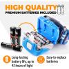 Foxelli LED Headlamp Bundle of 2 – Khaki & Blue: Waterproof, White & Red Light, Comfortable Band, 3 AAA Batteries Included
