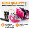 Foxelli LED Headlamp Bundle of 2 – Yellow & Pink: Waterproof, White & Red Light, Comfortable Band, 3 AAA Batteries Included