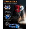 Foxelli Rechargeable LED Headlamp Bundle of 2 – Khaki & Blue: Ultralight Waterproof Head Lamp with Red Light for Running, Camping, Hiking & Outdoor