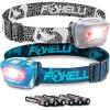 Foxelli LED Headlamp Bundle of 2 – Spotted & Forest: Waterproof, White & Red Light, Comfortable Band, 3 AAA Batteries Included