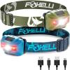 Foxelli Rechargeable LED Headlamp Bundle of 2 – Khaki & Forest: Ultralight Waterproof Head Lamp with Red Light for Running, Camping, Hiking & Outdoor