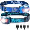 Foxelli Rechargeable Headlamp Bundle of 2 – Blue & Forest: Super Bright LED Head Lamps, Lightweight & Comfortable for Running, Camping, Hiking & Work